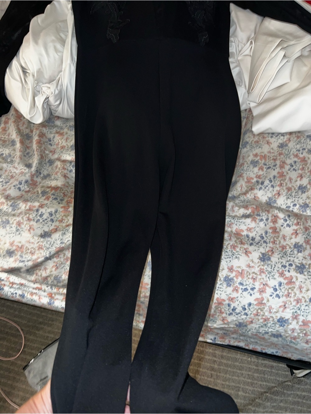 Women's Black Sheer Mesh and Lace Long Sleeve Cat Suit - Picture 7 of 9